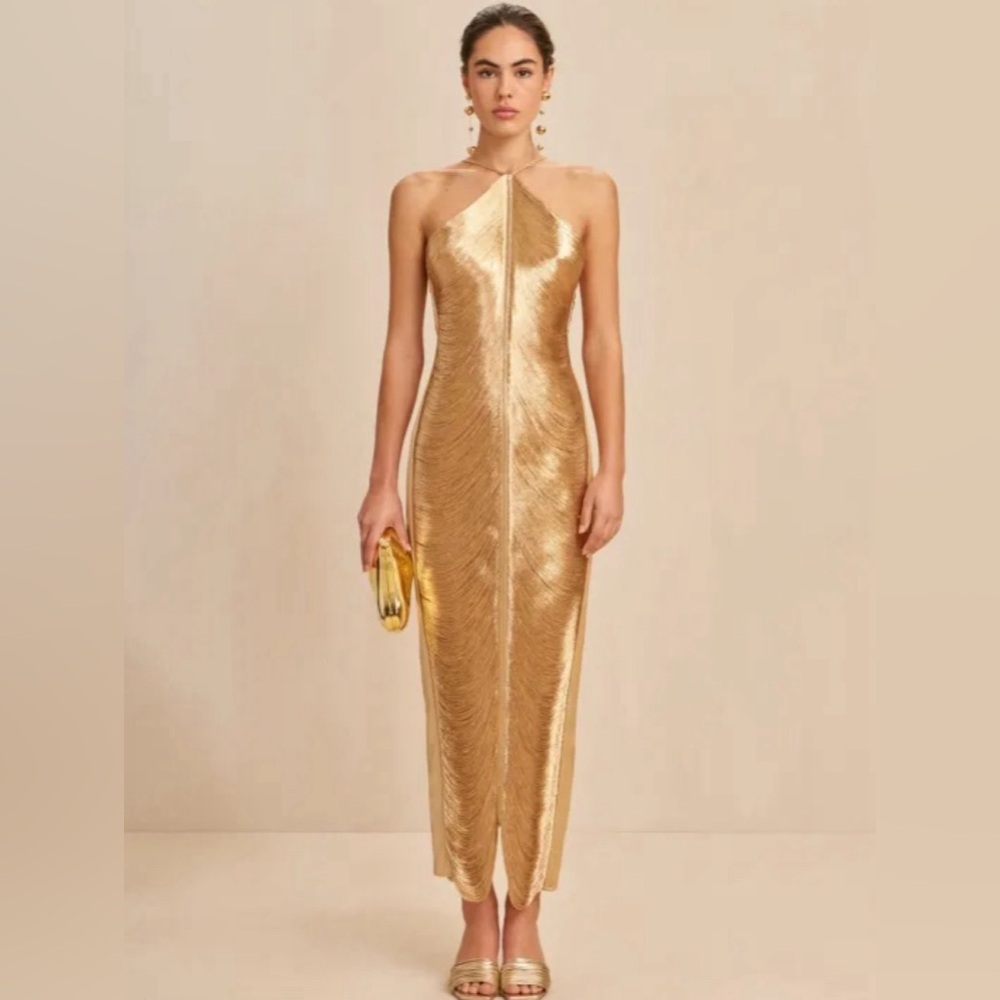 Cult Gaia Gold Mara Midi Dress NWOT